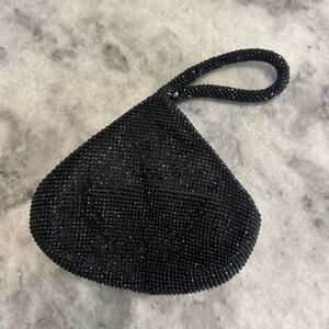 Black Crystal Mesh Wristlet Bag – Evening Clutch Purse